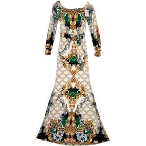 New Cameo Maxi Dress Womens Small Cream Baroque Stretch Evening Formal USA Made